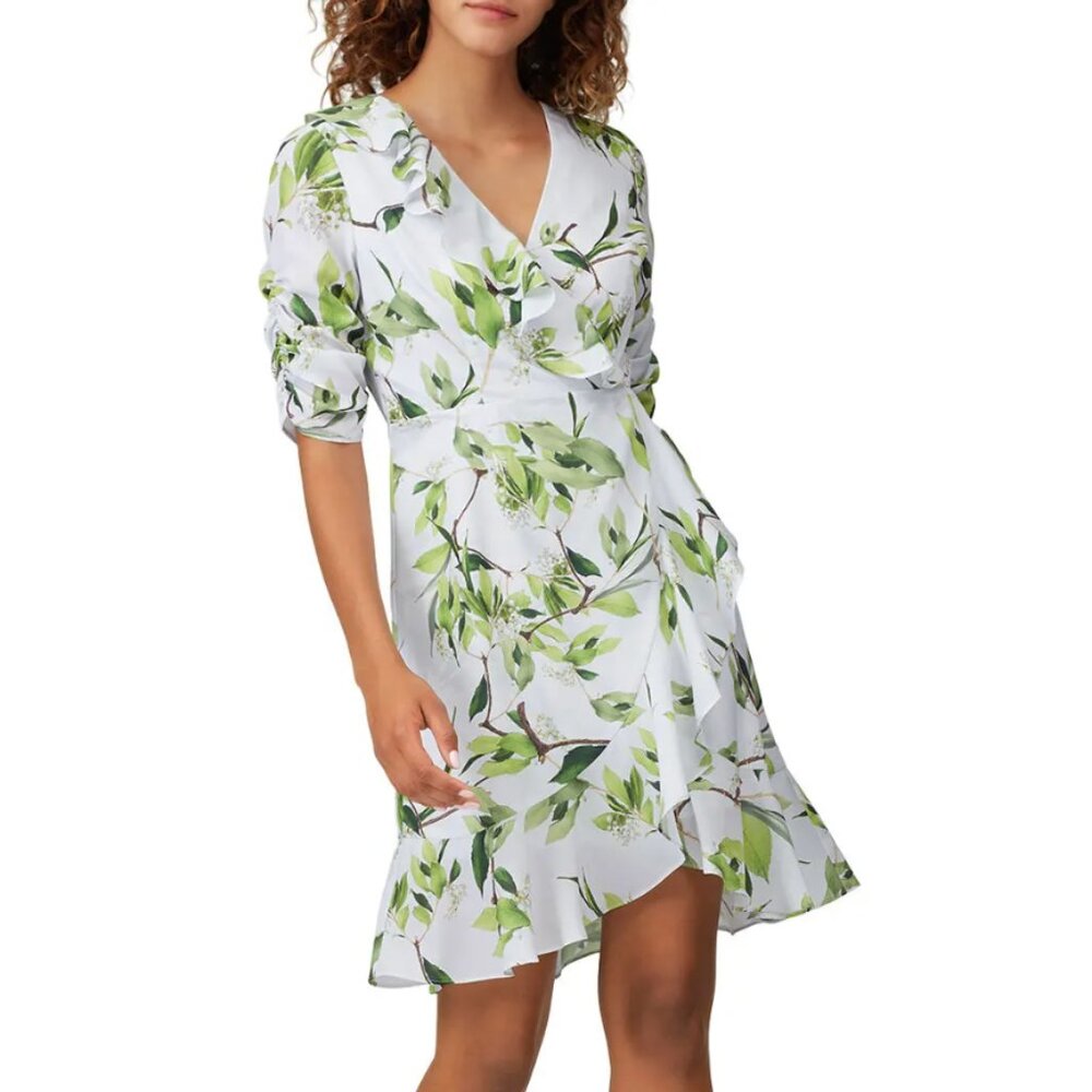 Size 4 - ADRIANNA PAPELL - Floral Faux Wrap Dress Rent the Runway $149 msrp - Picture 2 of 15